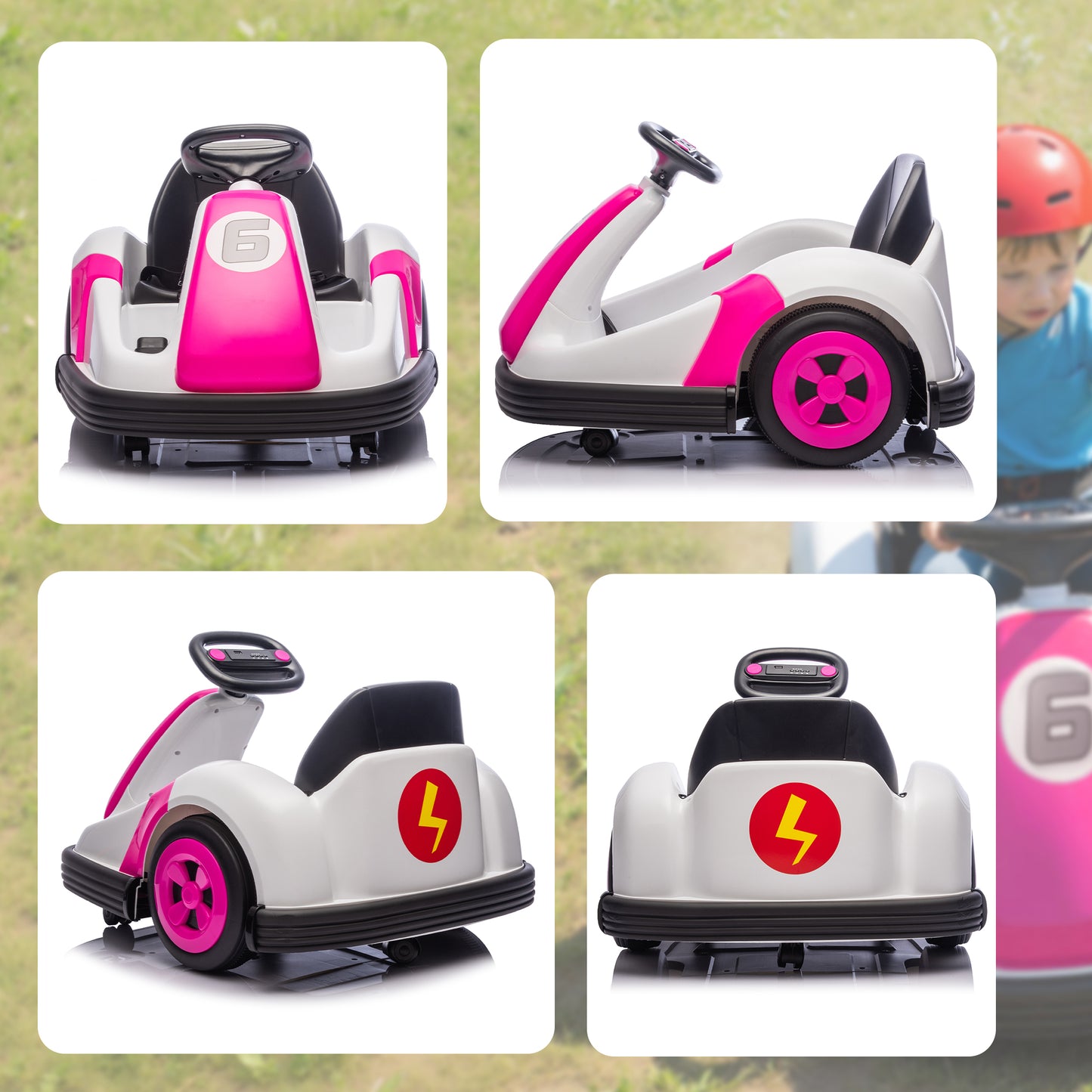 Kids Bumper Car with Game-Inspired Design and Oversized Wheels, 360-Degree Spin Electric Ride on Toy, Dual Motors, Music and Horn for Toddlers, Bumper Car for Kids Ages 37-96 Months, Pink