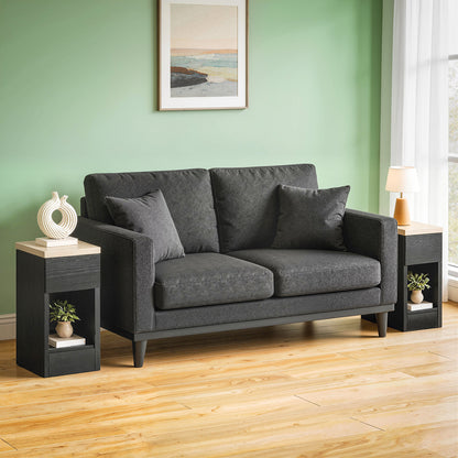 Bedside Tables Set of 2, Nightstands for Bedroom, Living Room, Black
