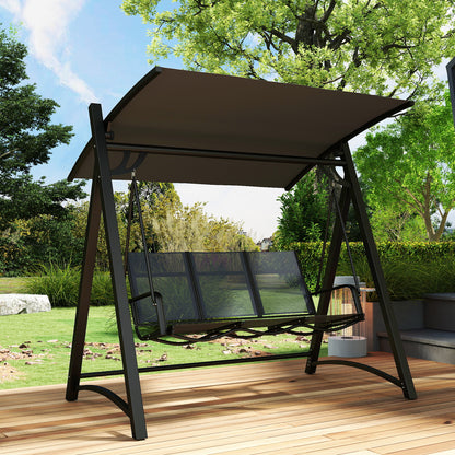 3 Seater Swing Chair, Garden Swing Bench with Adjustable Canopy