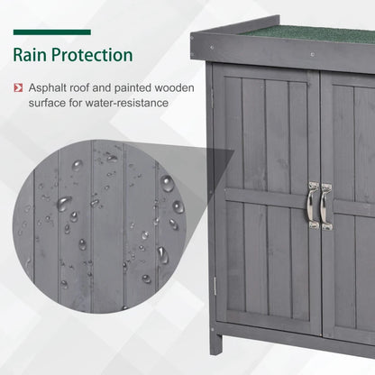 Wooden Garden Storage Shed with Hinged Roof and Shelves, 74 x 43 x 88cm
