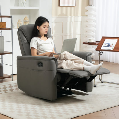 Recliner Armchair with Spring Cushion Adjustable Leg Rest Light Grey