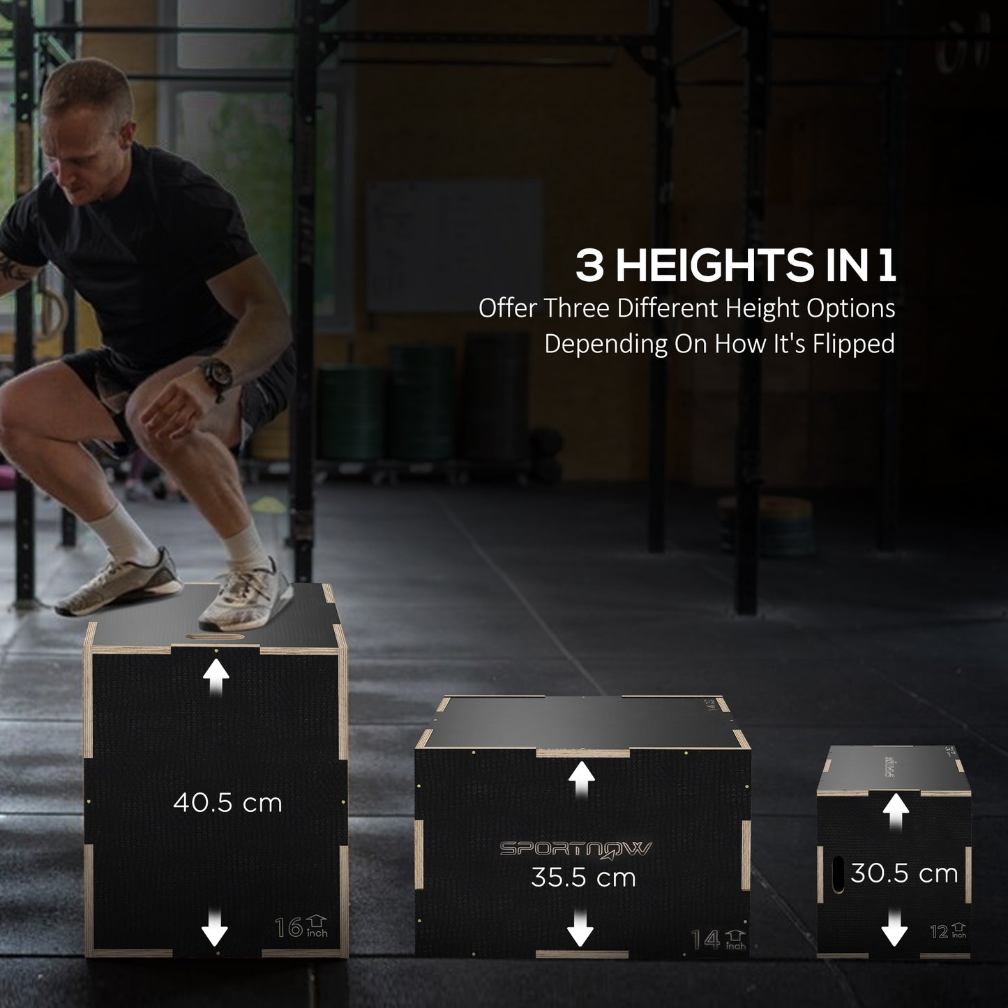 Pylometric Jump Box, Wooden Pylo Box for Home Gym