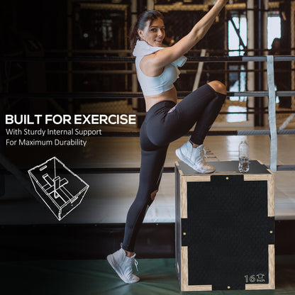 Pylometric Jump Box, Wooden Pylo Box for Home Gym