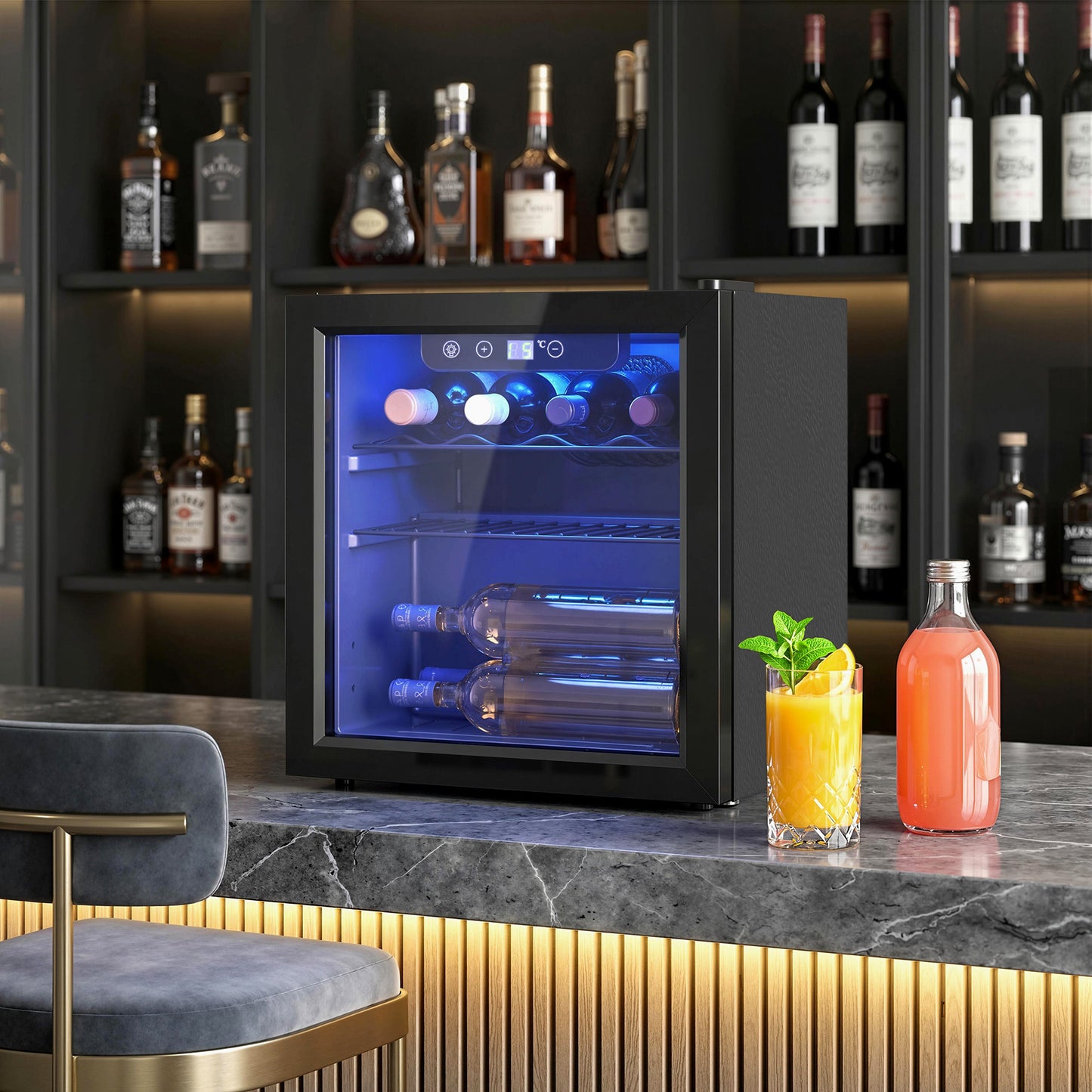 12 Bottle Wine Cooler, 4-16°C Under Counter Drinks Beer Wine Fridge