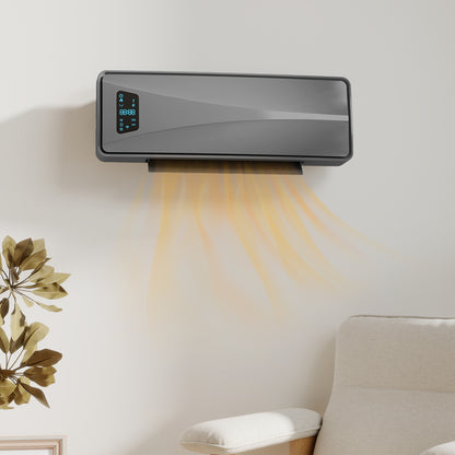 2000W Ceramic Electric Heater with Fan, Wall Heater, Grey