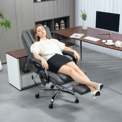 PU Leather Massage Office Chair, Reclining Desk Chair, Grey