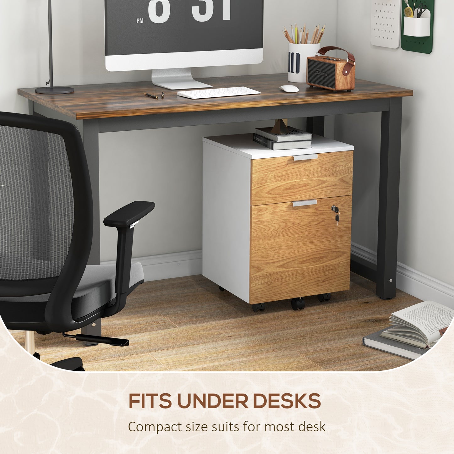 2 Drawer Filing Cabinet with Adjustable Hanging Bars for A4 and Letter