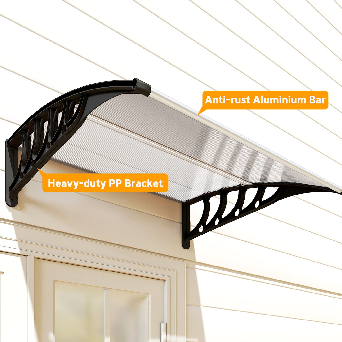 Door Canopy Outdoor Awning Rain Shelter for Window Porch, Clear