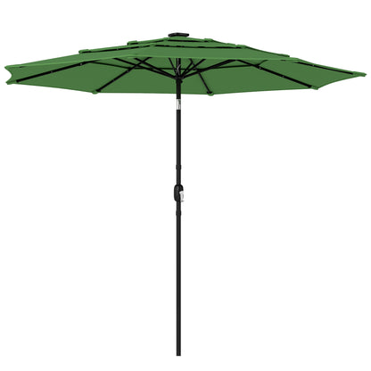 Garden Parasol, Outdoor Umbrella with Tilt Function, Green