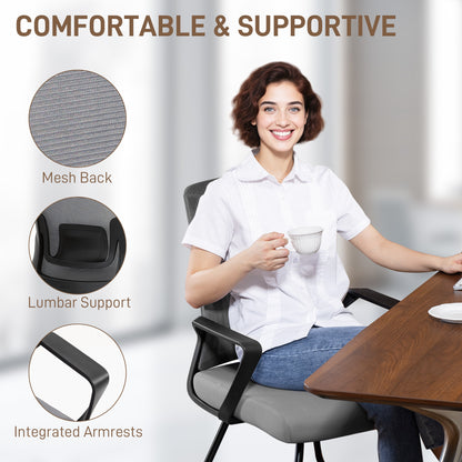 Desk Chair No Wheels, Meeting Chair with Mesh Back for Waiting Room