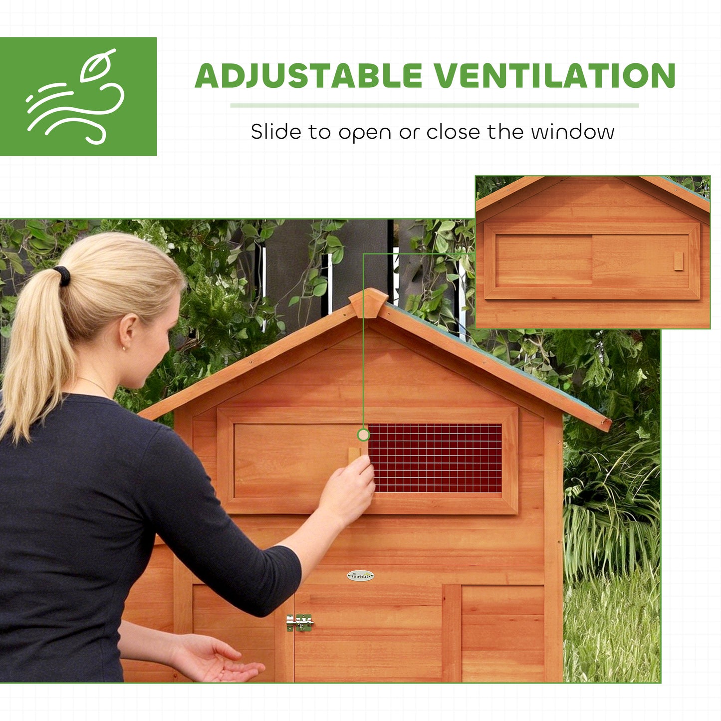 Chicken Coop, Wooden Hen House with Nesting Box, Pull-Out Tray