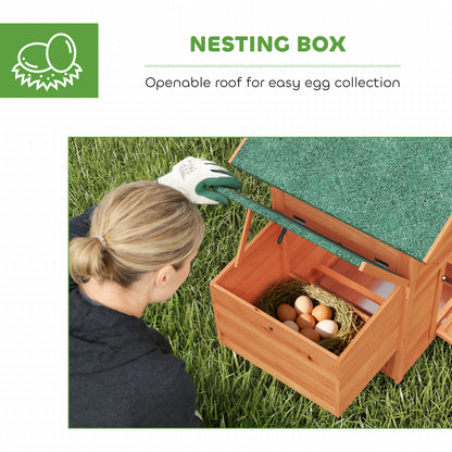 Chicken Coop, Wooden Hen House with Nesting Box, Pull-Out Tray