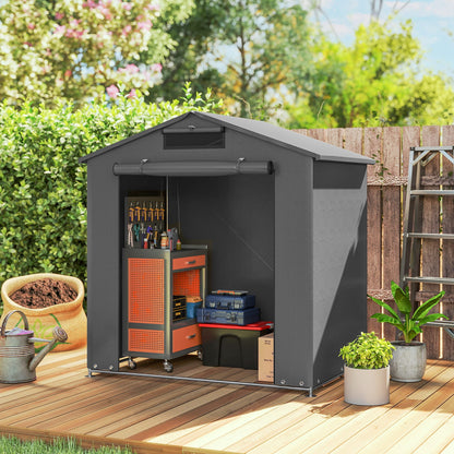 6 x 4 ft Garden Storage Shed Tent Bike Tent, Dark Grey