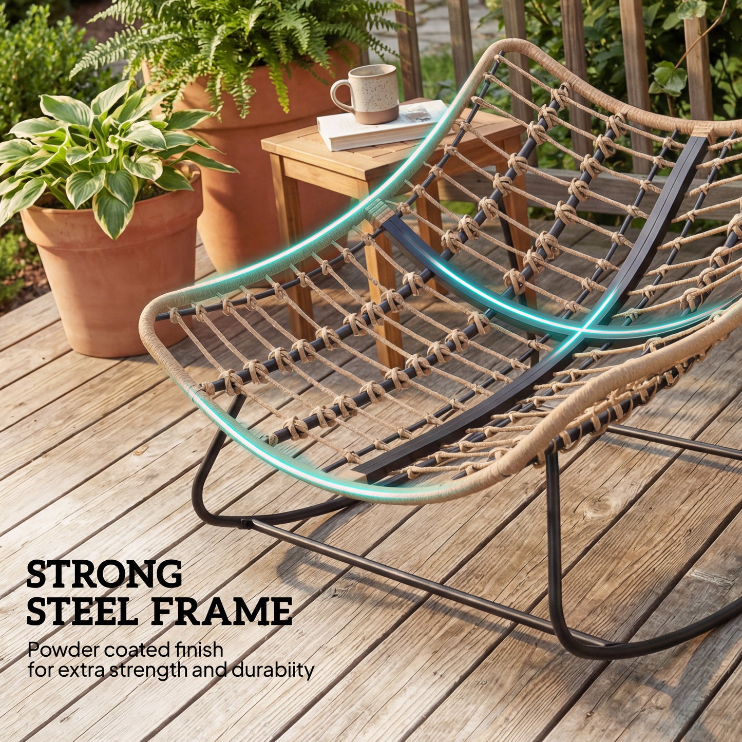 Indoor Outdoor Rocking Chair with Cushion, Grey