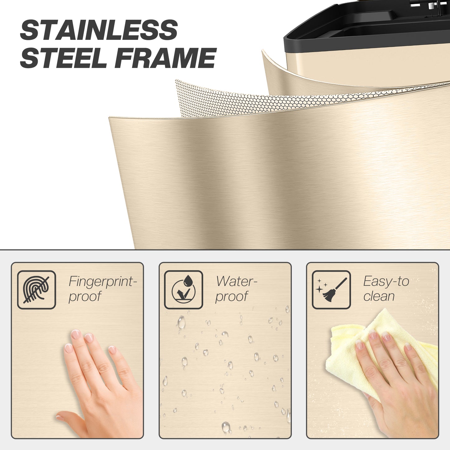 2 x 20L Dual Kitchen Bin Pedal Bin for Recycling and Waste, Gold Tone