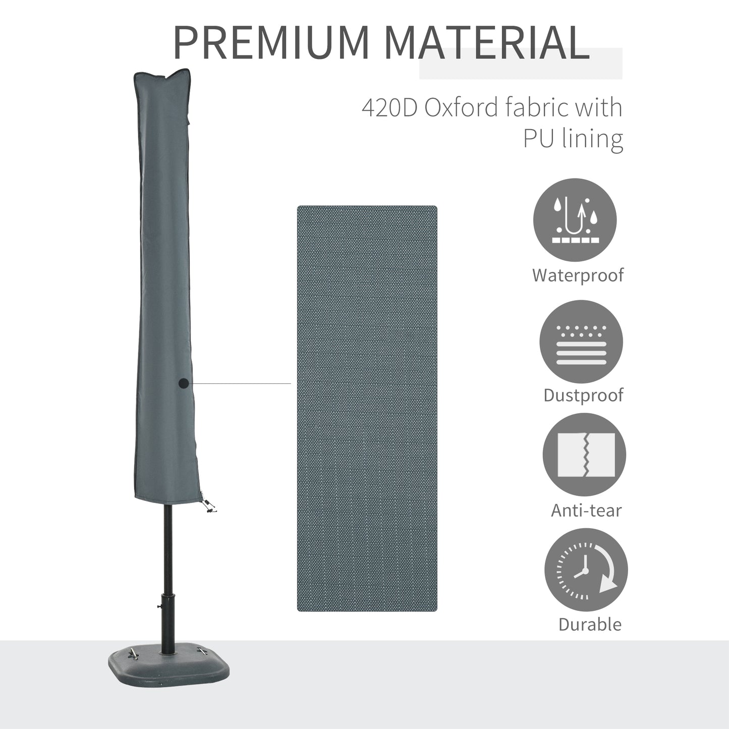 Sun Umbrella Parasol Cover Waterproof Weatherproof Outdoor Courtyard