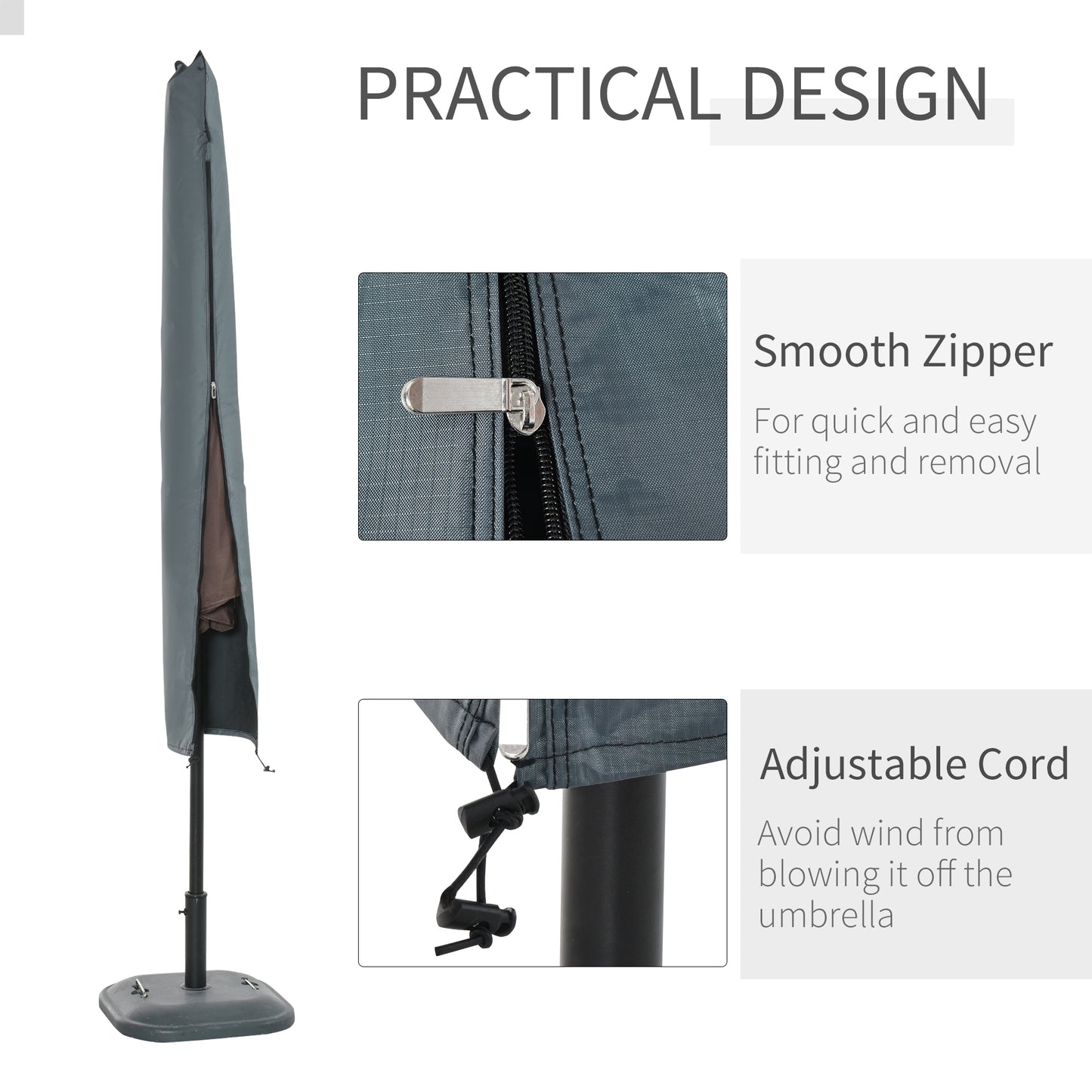 Sun Umbrella Parasol Cover Waterproof Weatherproof Outdoor Courtyard