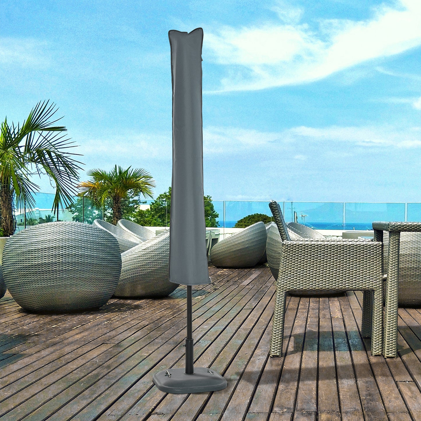 Sun Umbrella Parasol Cover Waterproof Weatherproof Outdoor Courtyard
