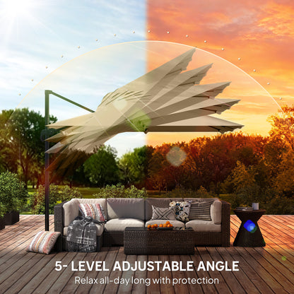 3 x 3 m Cantilever Parasol, Square Patio Umbrella with Crank Handle