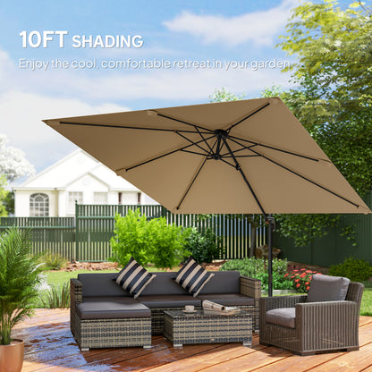 3 x 3 m Cantilever Parasol, Square Patio Umbrella with Crank Handle