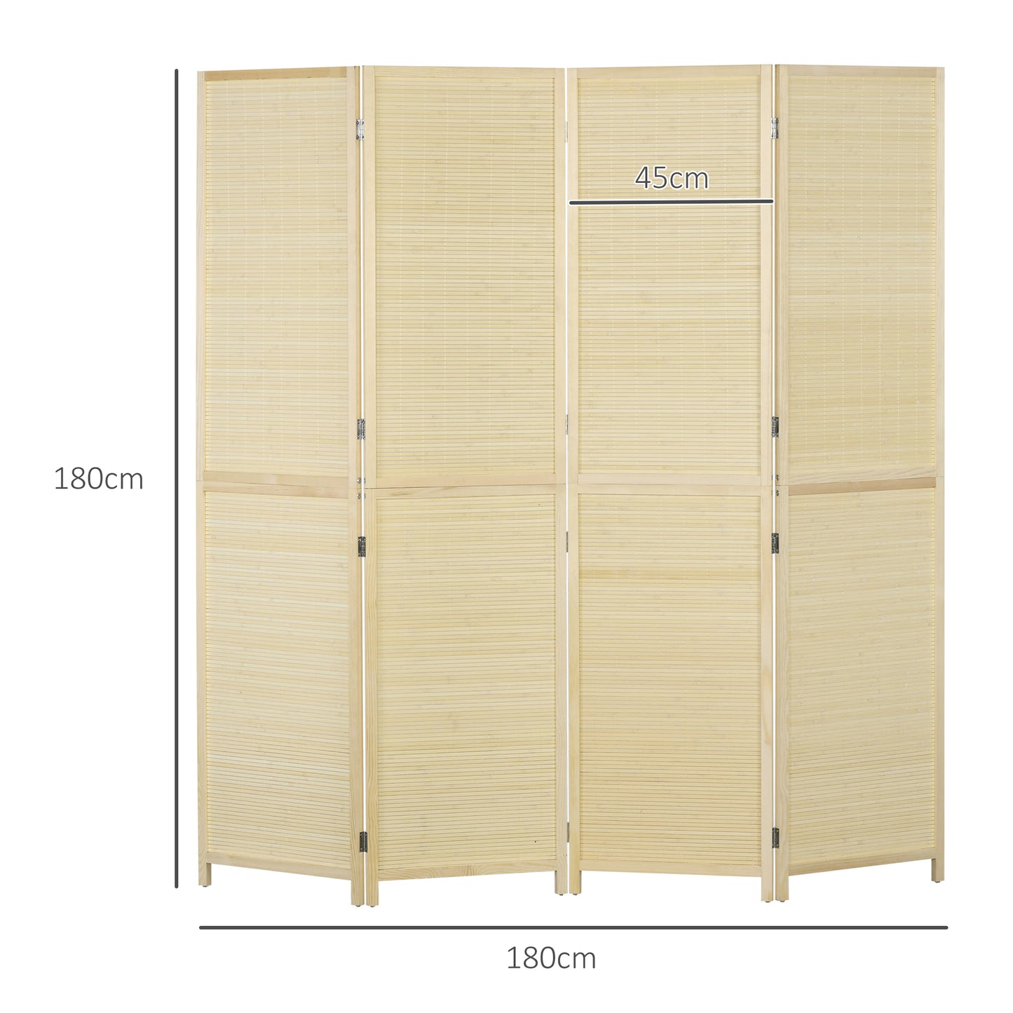 Freestanding Room Divider 4 Panel Folding Natural, 180 x 180cm