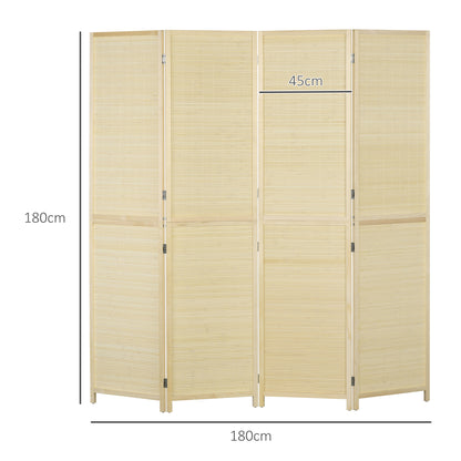 Freestanding Room Divider 4 Panel Folding Natural, 180 x 180cm