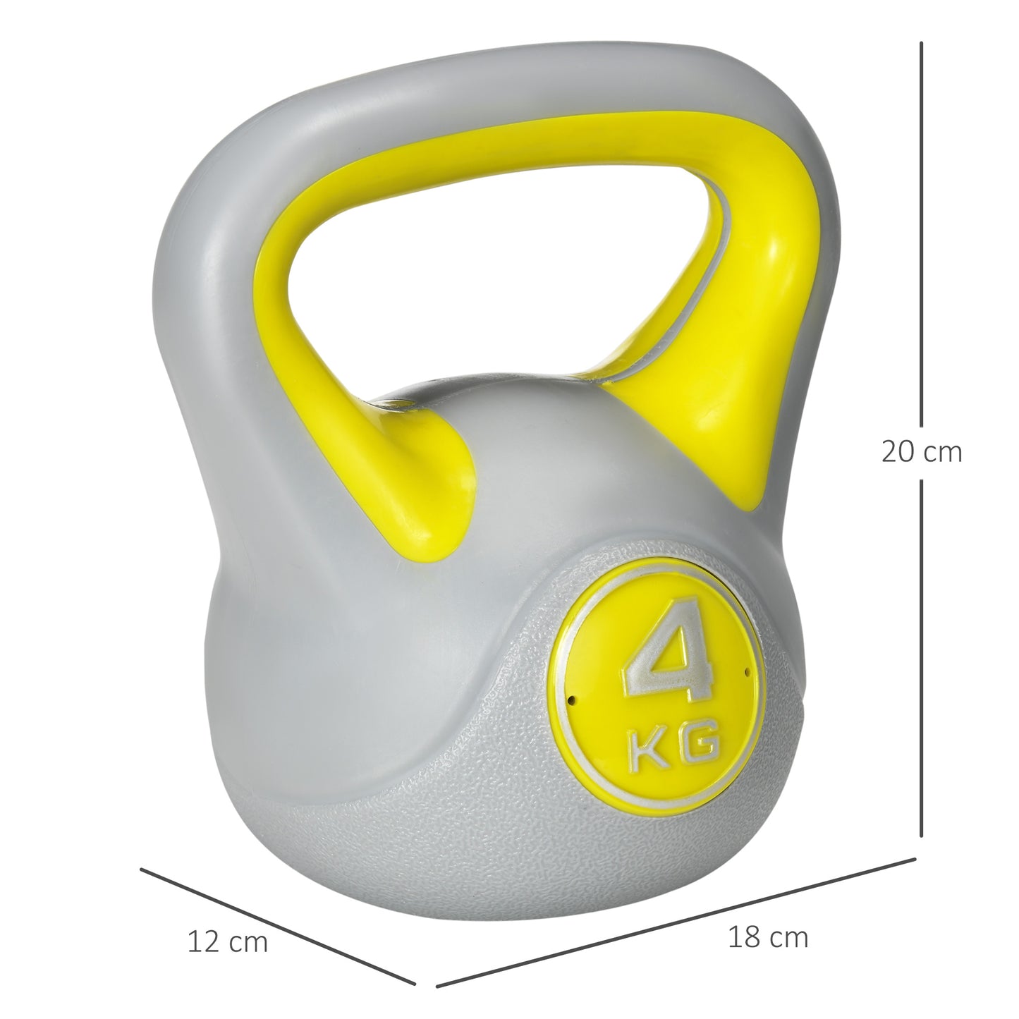 4kg Kettle Bell with Handle for Home Gym, Yellow and Grey