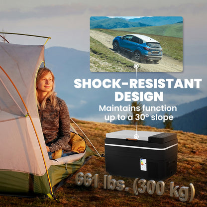 30L Compressor Car Fridge Freezer, Camping Refrigerator with App Control, 12/24V DC and 100-240V AC, Portable Electric Cool Box for Truck SUV Travel Camping, Black