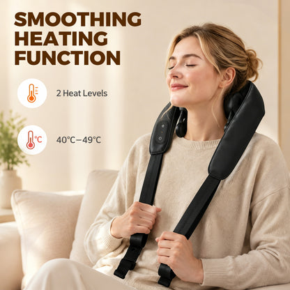 Cordless Neck Massager with Heat, Deep Tissue 4D Shiatsu Neck and Shoulder Massager for Back and Leg, for Car Home Office, Gifts for Men and Women