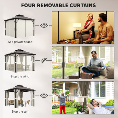 3x3(m) Polycarbonate Hardtop Gazebo with Aluminium Frame, Beige
