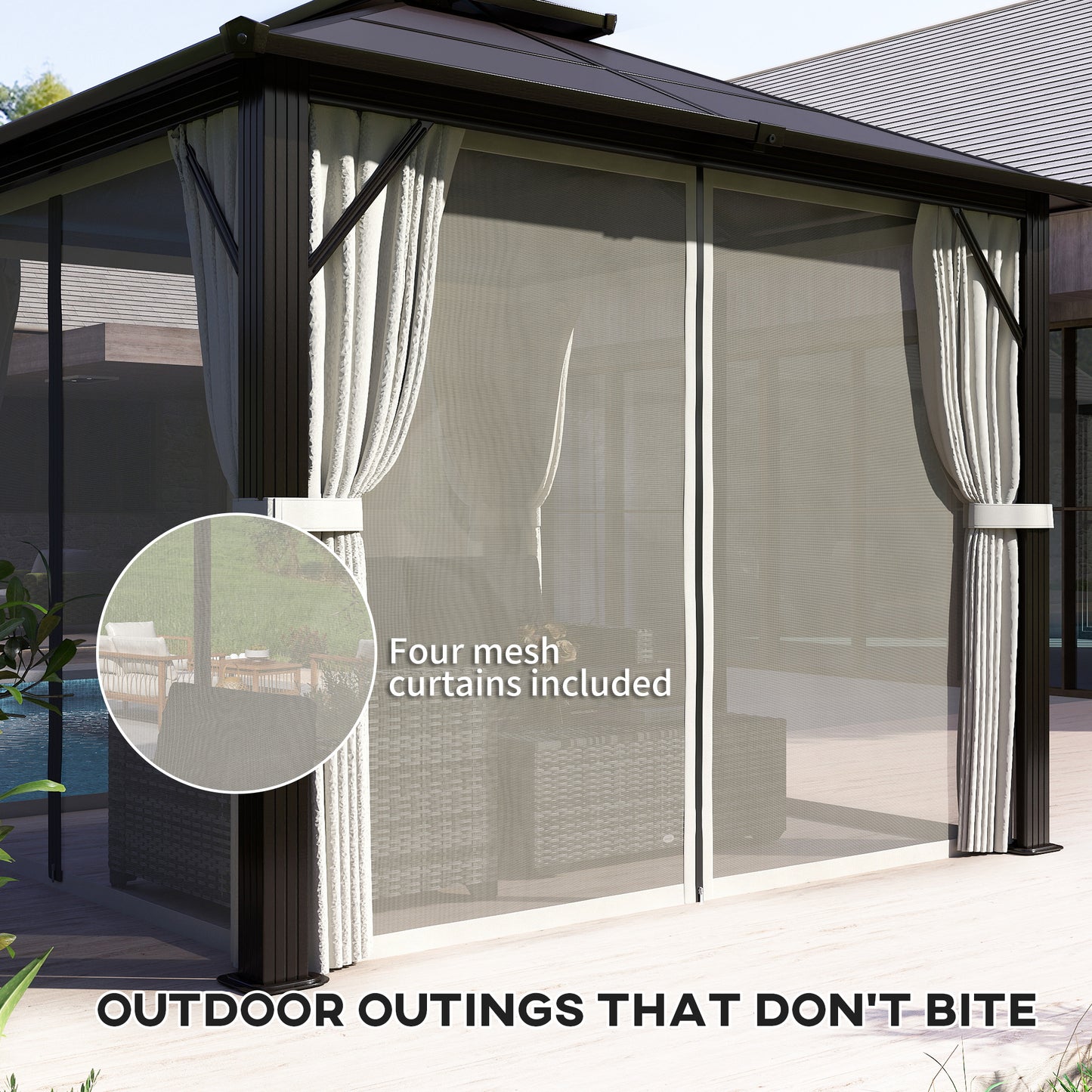 3x3(m) Polycarbonate Hardtop Gazebo with Aluminium Frame, Beige