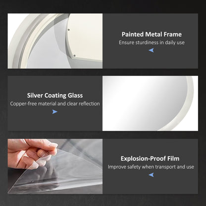 Illuminated Bathroom Mirror with Defogging Film, LED Lights, Silver