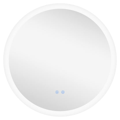 Illuminated Bathroom Mirror with Defogging Film, LED Lights, Silver