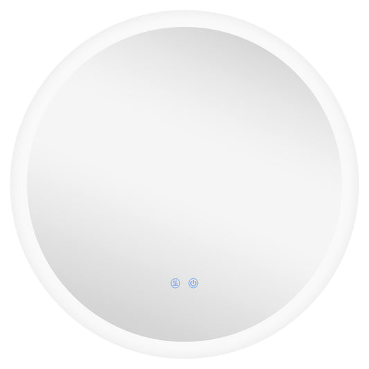 Illuminated Bathroom Mirror with Defogging Film, LED Lights, Silver