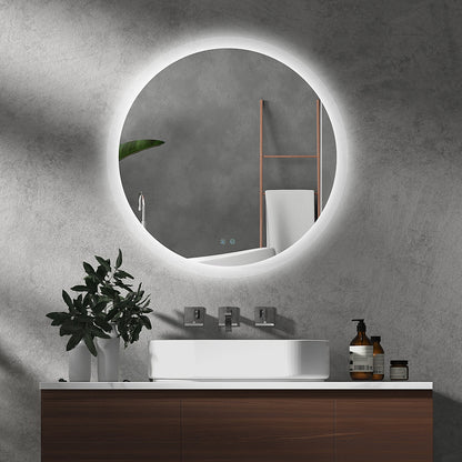 Illuminated Bathroom Mirror with Defogging Film, LED Lights, Silver