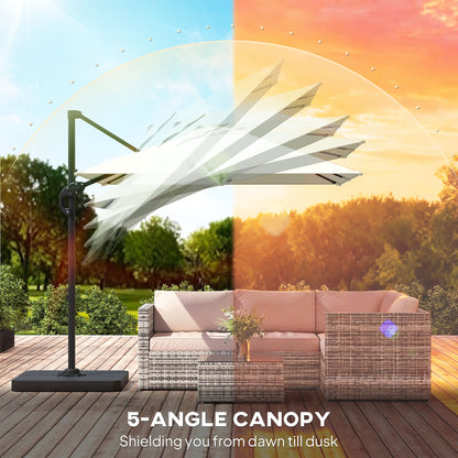 2.4 x 2.4 m Cantilever Parasol w/ Umbrella Weights, Cream White