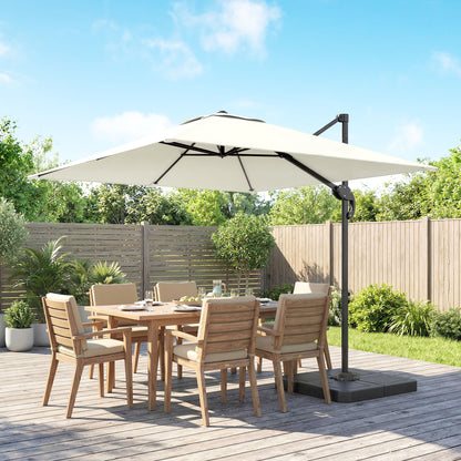 2.4 x 2.4 m Cantilever Parasol w/ Umbrella Weights, Cream White