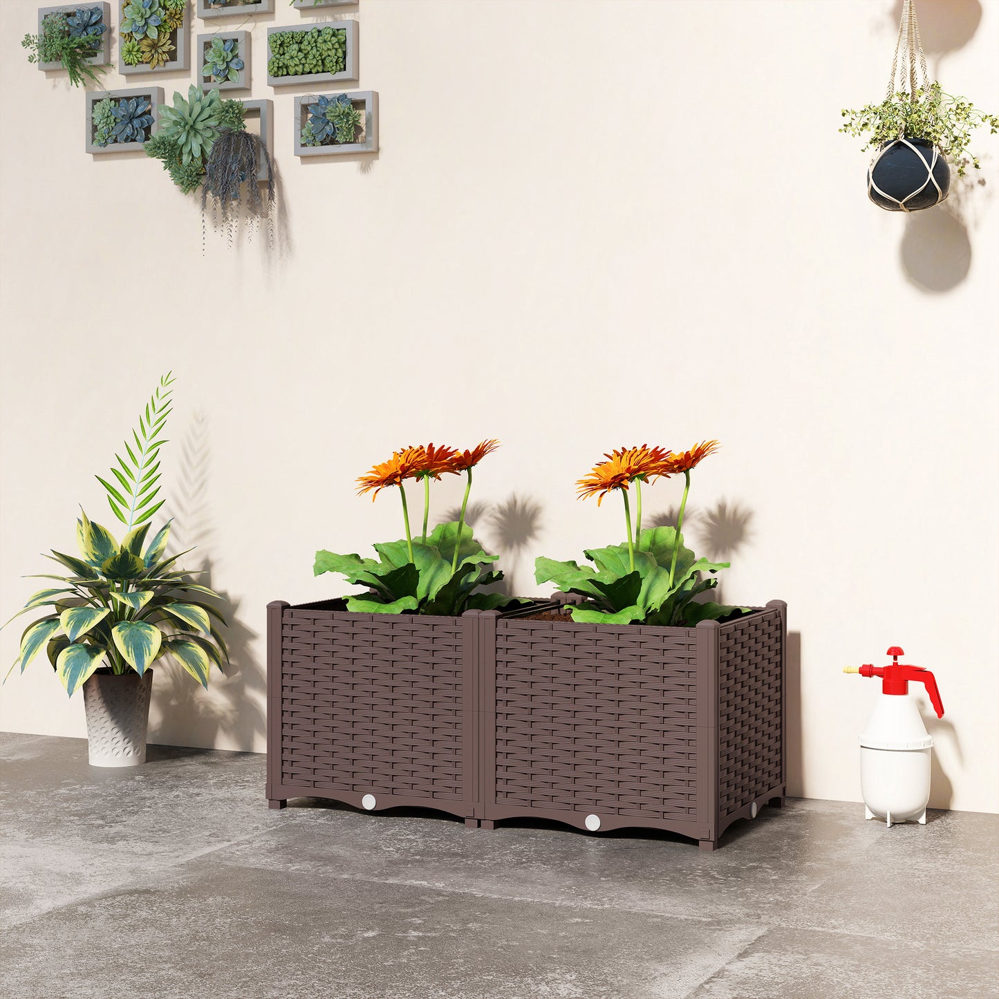 Plastic Raised Garden Bed with Legs and Drainage Holes and Plugs
