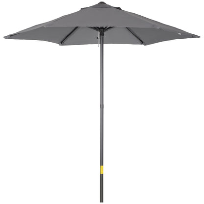 2m Patio Parasols Umbrellas, Outdoor Sun Shade with 6 Sturdy Ribs for Balcony, Bench, Garden, Grey