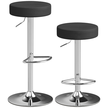 Bar Stools Set of 2, Height Adjustable Breakfast Bar Chairs, Black