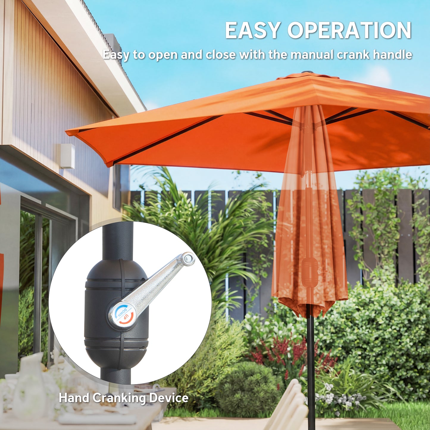 2.6M Garden Parasol Umbrella with Aluminium Pole, Tilt, Crank