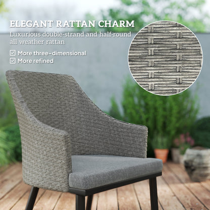 6 Seater Garden Furniture with Cushions, Parasol Hole, Grey