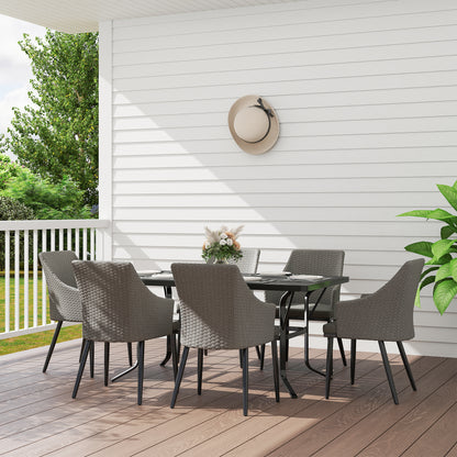 6 Seater Garden Furniture with Cushions, Parasol Hole, Grey