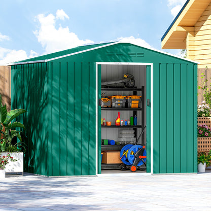8 x 6ft Garden Storage Shed with Double Door Green