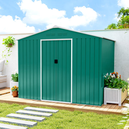 8 x 6ft Garden Storage Shed with Double Door Green