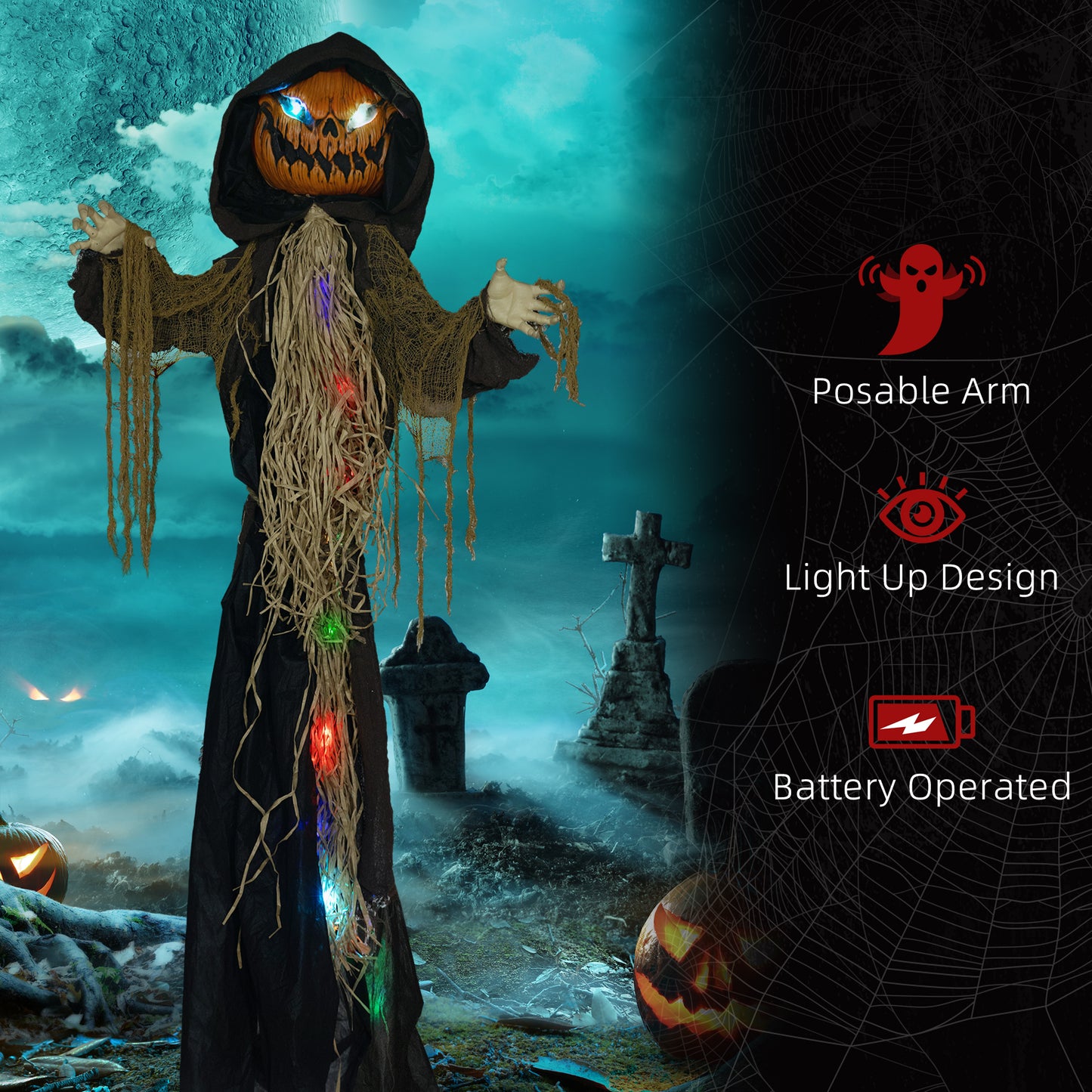 Straw Pumpkin Halloween Prop for Indoor Outdoor Decoration