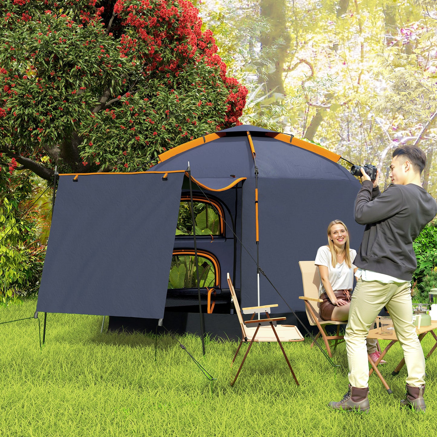 2-4 Person Tent, Instant Pop Up Camping Tent, Dark Grey
