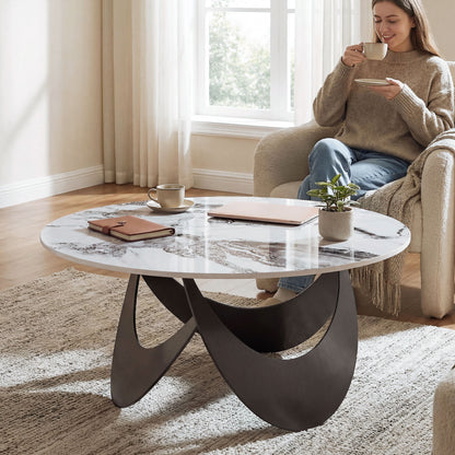 Coffee Table Sintered Stone Top White and Black