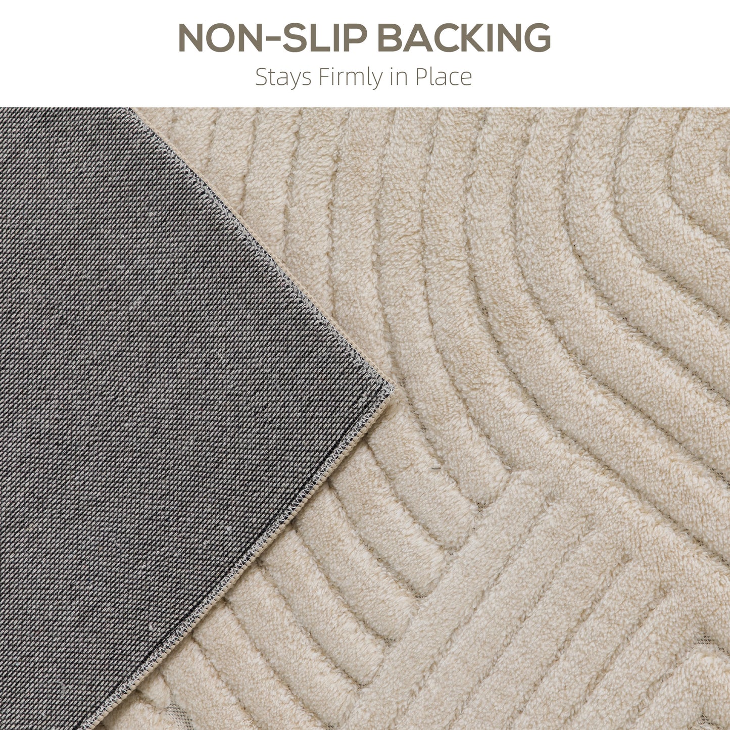 Modern Geometric Rug, Thick & Plush, Non-Slip, 230 x 160 cm – Cream