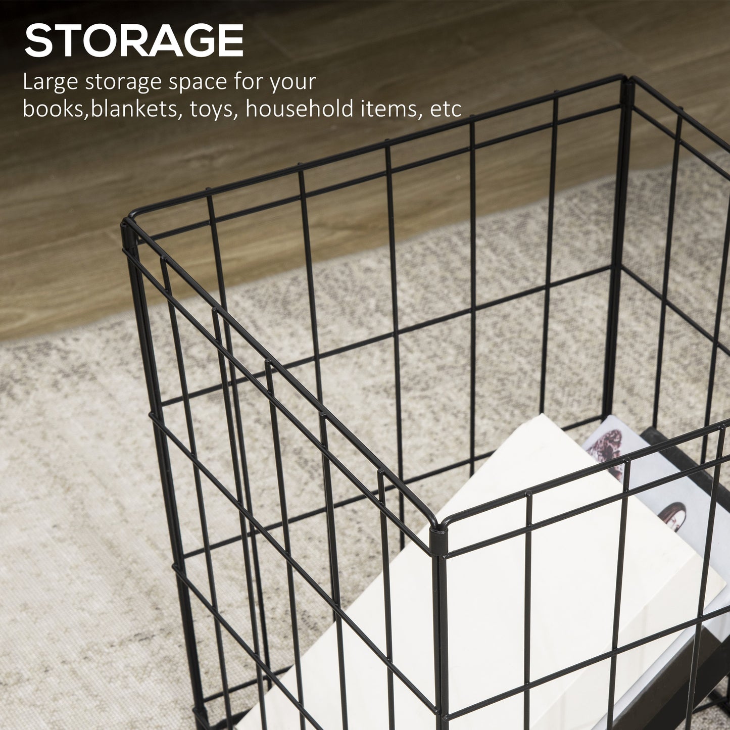Side Table Set of 2, Modern Coffee End Bedside Storage Tables Black